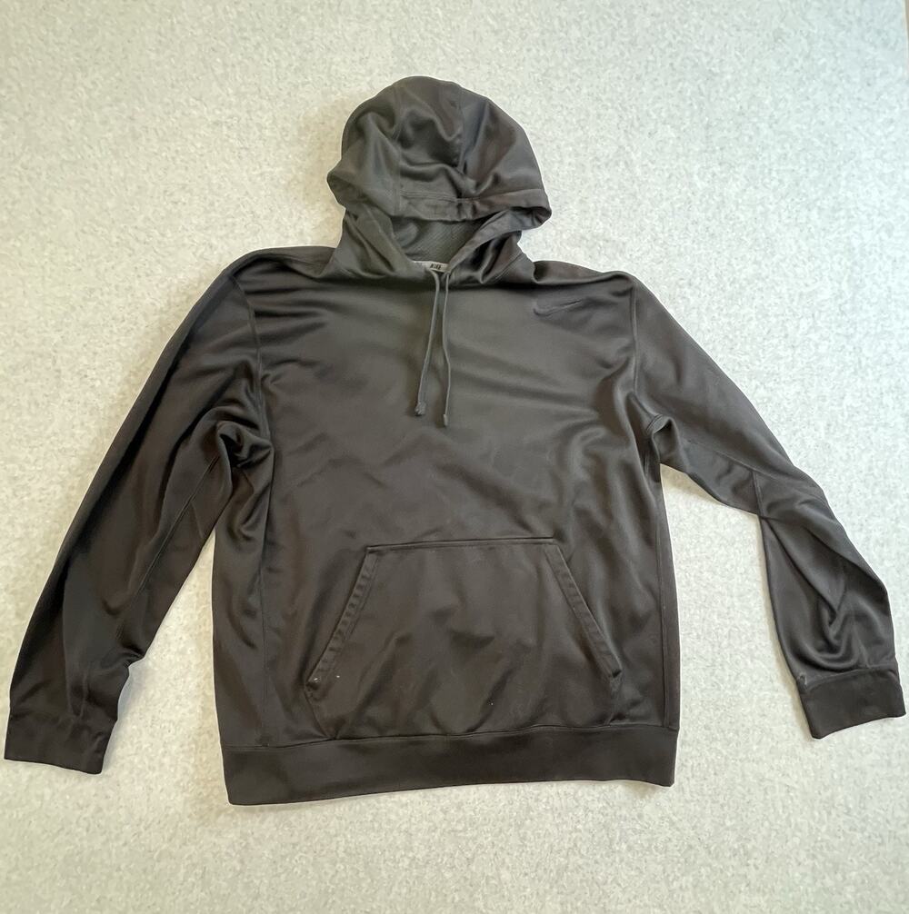Nike Therma-FIT Mens Black Pullover Hoodie Kangaroo Pocket Fleece XL